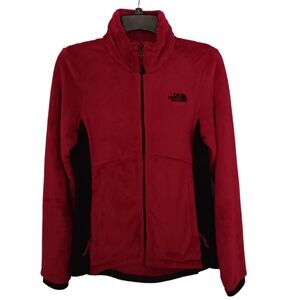 The North Face Fuzzy Full Zip Fleece, Fuchsia Red/Black, Small, EUC!